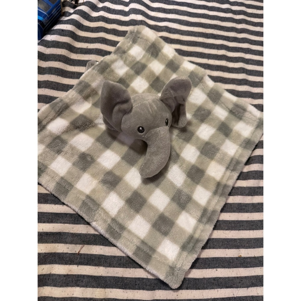 Lila & Jack Gray Elephant Buffalo Check Baby Security Blanket Lovey AT305-GY-GH